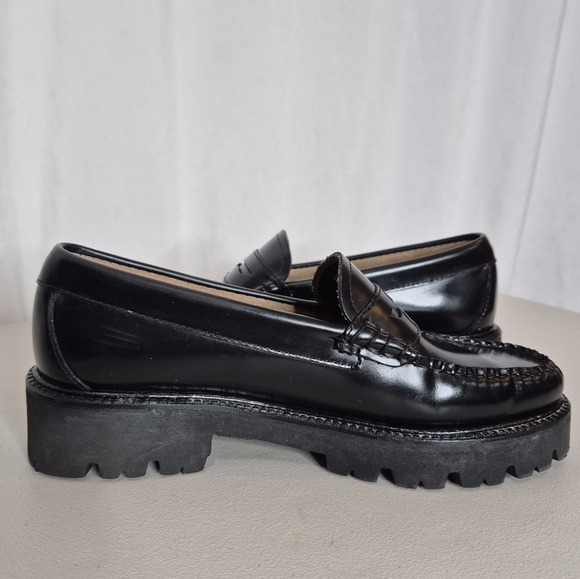 G.H Bass Women's Whitney Super Lug Weejuns Penny Loafer Black Leather - Size 6.5 - Picture 5 of 16